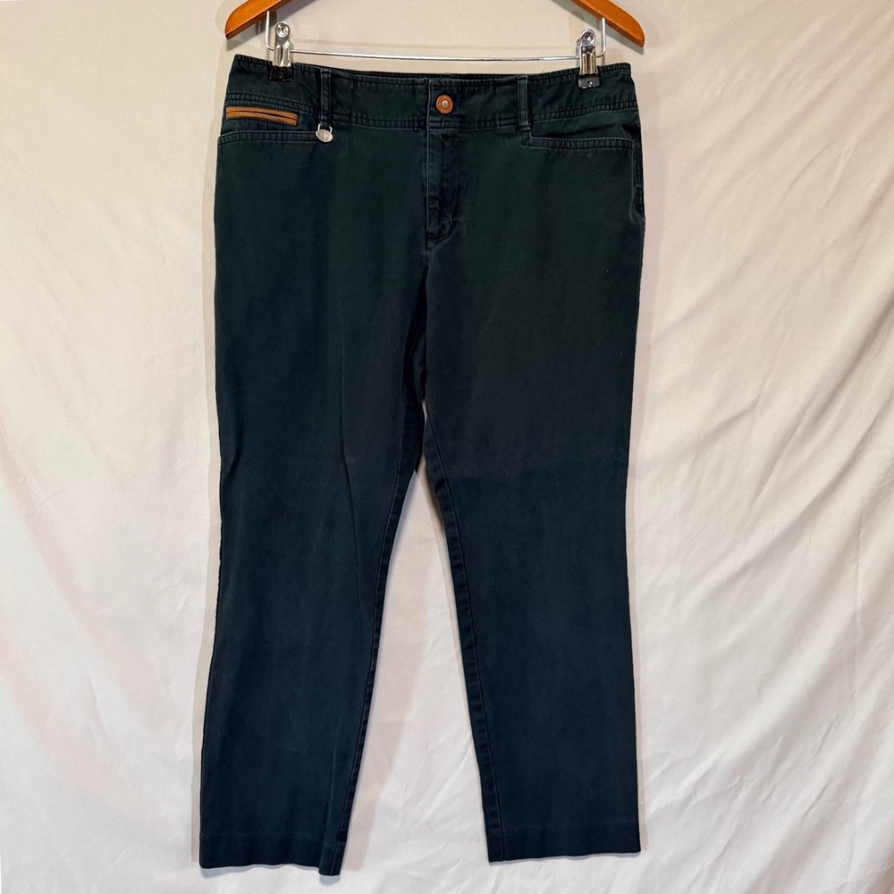 Lauren Ralph Lauren Petite Straight Leg Chino Pants Black 12P Stretch Cotton